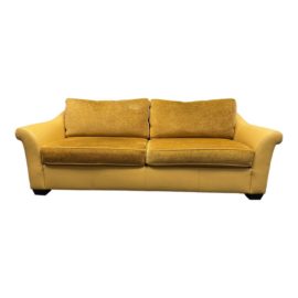 Bernhardt Furntiure Marino Saffron Leather + Fabric Sofa. Original Price: $5,300