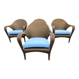 Richard Frinier for Dedon Outdoor Tango Arm Chairs, Set of Four. Original Price: $8,324
