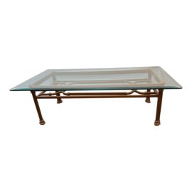 Regency Style Glass + Antiqued Brass Coffee Table
