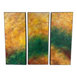 Circa 2013 Pat Cranor Triptych Original Artwork. Original Price: $4,800