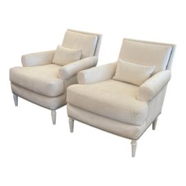 Thomas Pheasant for Baker Furniture Max Velvet Club Chairs, a Pair. Original Price: $14,394