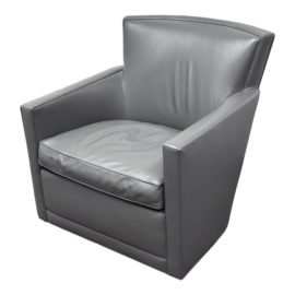 A. Rudin Swivel Chair in Holly Hunt Gray Leather. Original Price: $4,000