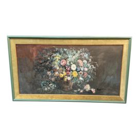 Antique R. Del Greco Signed Artwork "Natura Morta", Still Life Flowers