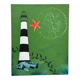 Circa 2006 Alice Lopes "Lighthouse" Original Art, Acrylic on Canvas