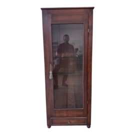 Vintage Wood + Glass Cabinet + Key