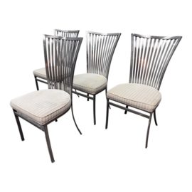 Vintage Shaver-Howard Slatted Back Metal Dining Chairs, Set of Four