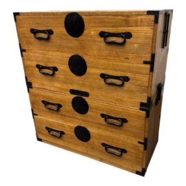 Antique Stacking Kiru Wood Tansu Chest of Drawers, a Pair
