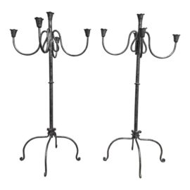 Vintage Silver Rustic Finish Tabletop Candelabra's, Pair