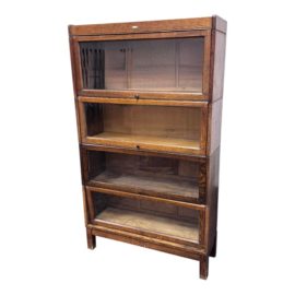 Vintage Tiger Oak Wood Barrister (Lawyers) Bookcase