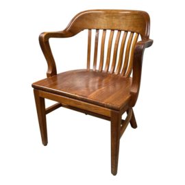 Vintage Walnut Banker Chair