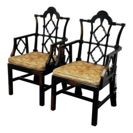 Chinese Chippendale Arm Chairs, a Pair. Original Price: $1,500