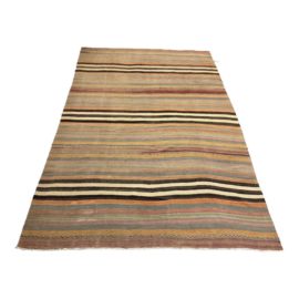 6ft6in × 9ft7in Vintage Turkish Multicolor Kilim Rug