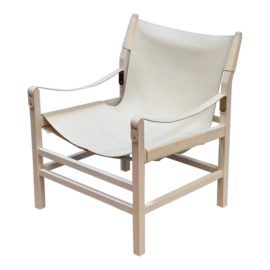 Cb2 Expat II White Leather Buckles Safari Chair. Original Price: $650