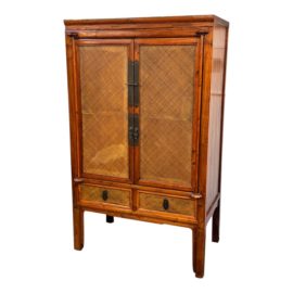 Vintage Asian Woven Rattan + Bamboo Cabinet. Original Price: $1,000