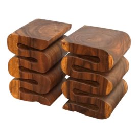 Haussmann Wood Wave Verve Accent Snakes Tables, a Pair. Original Price: $660