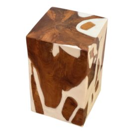 Vintage Custom White Resin + Walnut Burl Stool