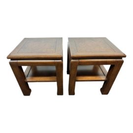 Bau Furniture Mign Style Burlwood Side Tables, a Pair