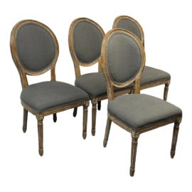 Cost Plus Paige Round Back Upholstered Chairs, Set of Four. Original Price: $1,060