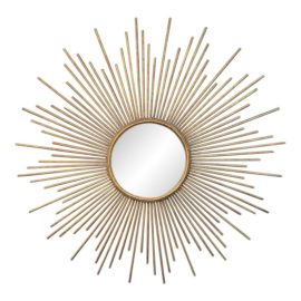 Two's Company Gilt Brass Sunburst Convex Mirror. Original Price: $600