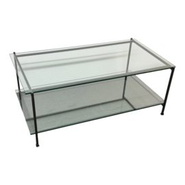 Contemporary Natural Steel + Glass Coffee Table
