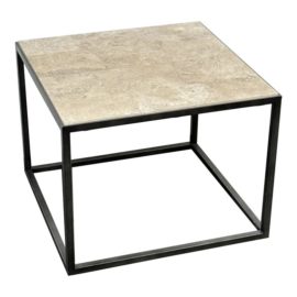 Hammary Furniture Travertine Tile Top Metal Side Table