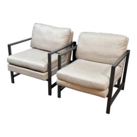 Tommy Hilfiger Russell Square Metal Arm Chairs, a Pair