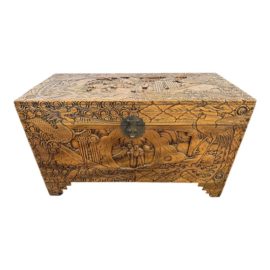Vintage Asian Carved Wood Chest