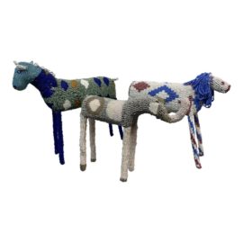 Vintage African Beaded Wild Animals, a Trio