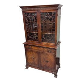 Chippendale Style Two Piece Display Cabinet