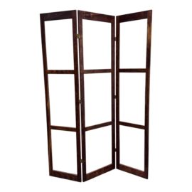 Vintage Three Panel Woode Screen Divider Frame