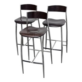 Sergio Mian Altek Baba Bentwood + Aluminum Bar Stools, Set of Three. Original Price: $1,100