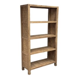 Anthropologie Teak Wood Hand Carved Bookcase