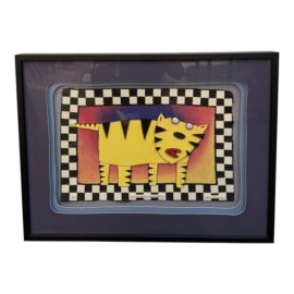 Ben Kikuyama "Cat Nervous Breakdown" Original Painting, Framed