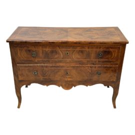 18th Century Italian Walnut Burl With Marquetry Commode