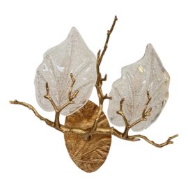 Serip Mario J Pires Outono Ficus Glass + Gilt Double Bulb Sconce. Original Price: $4,965