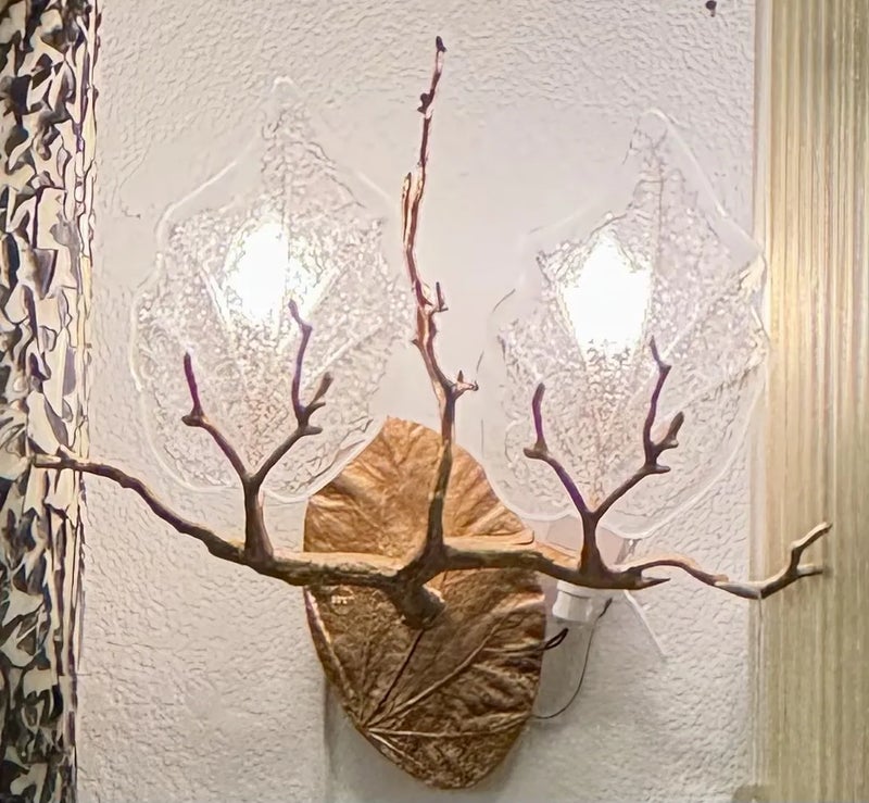 Serip Mario J Pires Outono Ficus Glass + Gilt Double Bulb Sconce