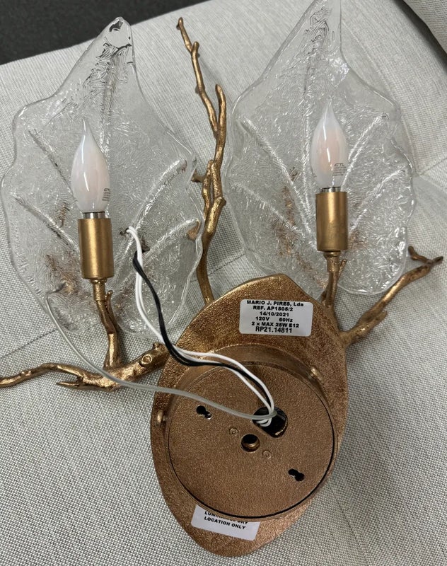 Serip Mario J Pires Outono Ficus Glass + Gilt Double Bulb Sconce