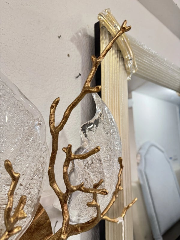 貴重■Serip社製■マリオ・J・ピレス■ブロンズ×クリスタル■シャンデリア■ Serip Mario J Pires Outono Ficus Glass + Gilt Double Bulb Sconce