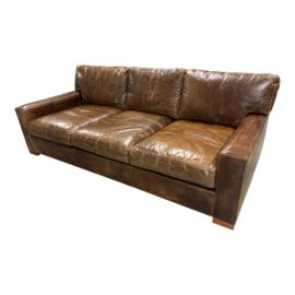 Restoration Hardware Maxwell Berkshire Leather Cocoa Luxe Sofa. Original Price: $9,500