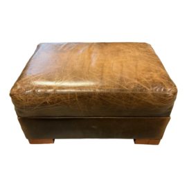 Restoration Hardware Maxwell Brompton Leather Cocoa Luxe Ottoman. Original Price: $1,730