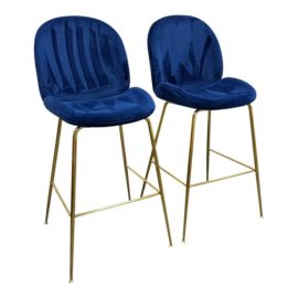 Modway Navy Blue Velvet Bar Stools. Original Price: $1,430