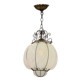 Vintage Venetian Reticello Caged Glass Lantern Pendant