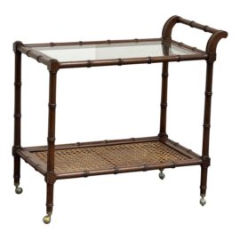 Vintage French Bamboo Rattan Bar Cart/Drink Trolley