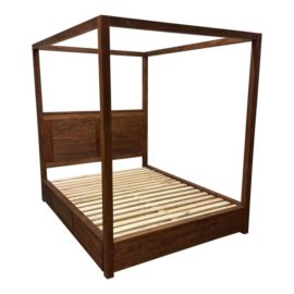 Solid Custom Heirlooms by Lee Furniture Walnut Canopy Storage Bed Frame. Original Price: $4,000