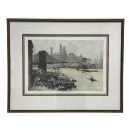 Luigi Kasimir Brooklyn Bridge Etching Print, 1927
