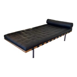 Barcelona Style Black Leather Daybed. Original Price: $3,500