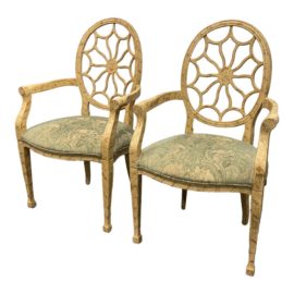 Vintage Spider Back Arm Chairs, a Pair