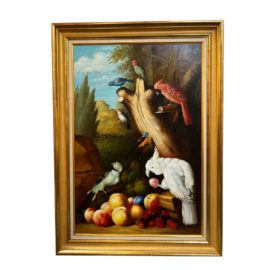 A. Herbert Still Life With Birds + Fruit Framed Painting