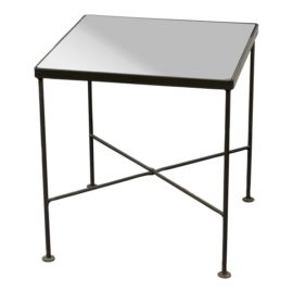 In/Outdoor Glass With Metal Frame Side Table