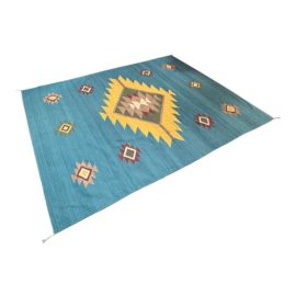 8ft2in × 10ft5in Pendleton Many Diamonds Azure Wool Flat Weave Area Rug. Original Price: $4,000